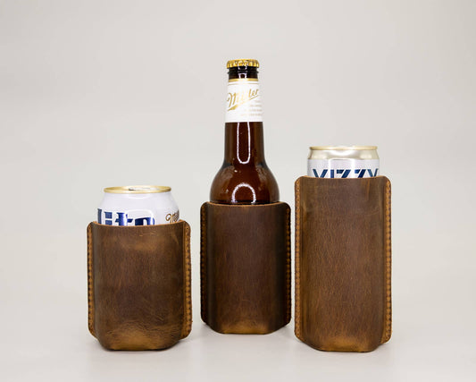 Leather Sewn Can Cooler