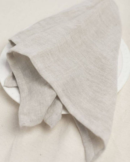 Stone Washed Linen Hemmed Dinner Napkin