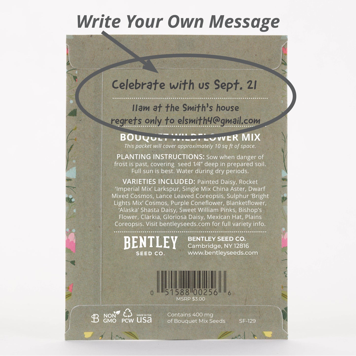 Oh Baby Baby Shower Sage Green - Bouquet Wildflower Seed