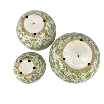Set of 3 Rustic Vintage Ceramic Planter Pots