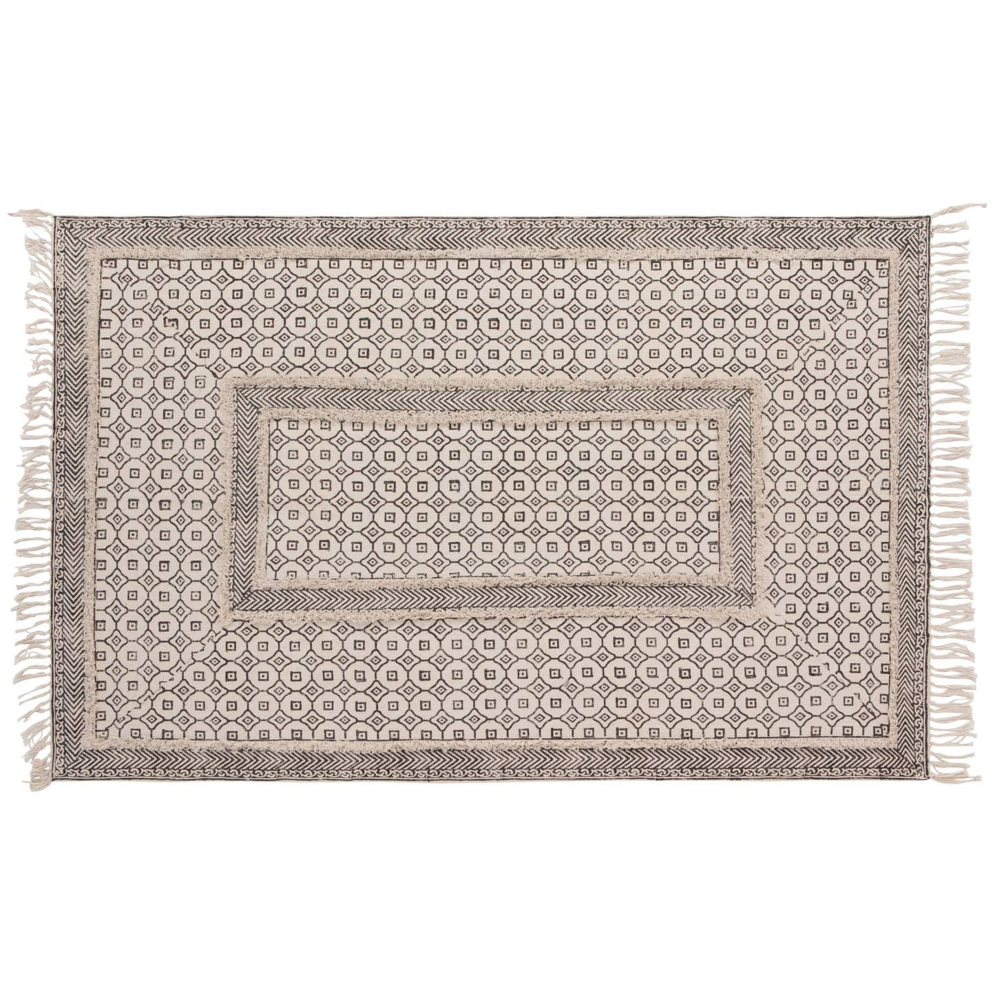 Plaza Block Print Rug 4 x 6 Ft