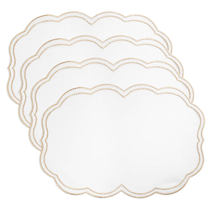 Embroidered Polka Dot Placemat w/ Scallop Edge