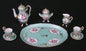 Mini Tea Set, 10pc, Green Floral w/ Gold Accents