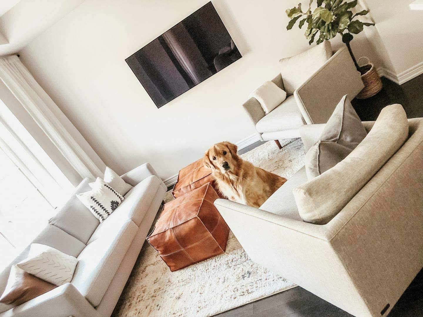 Moroccan Leather Pouf