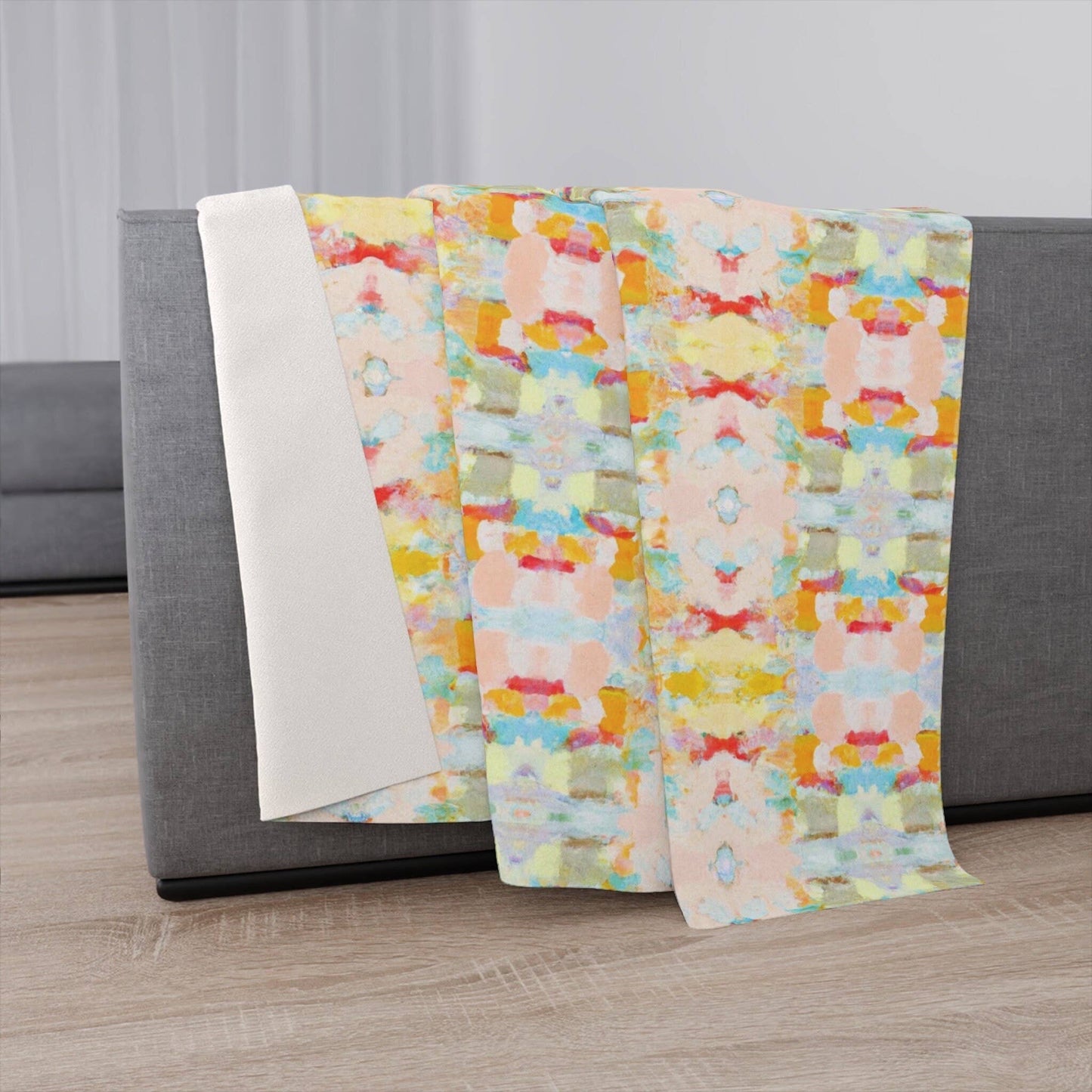Cora 60x80” Sherpa Blanket Yellow Green Red Blue Orange