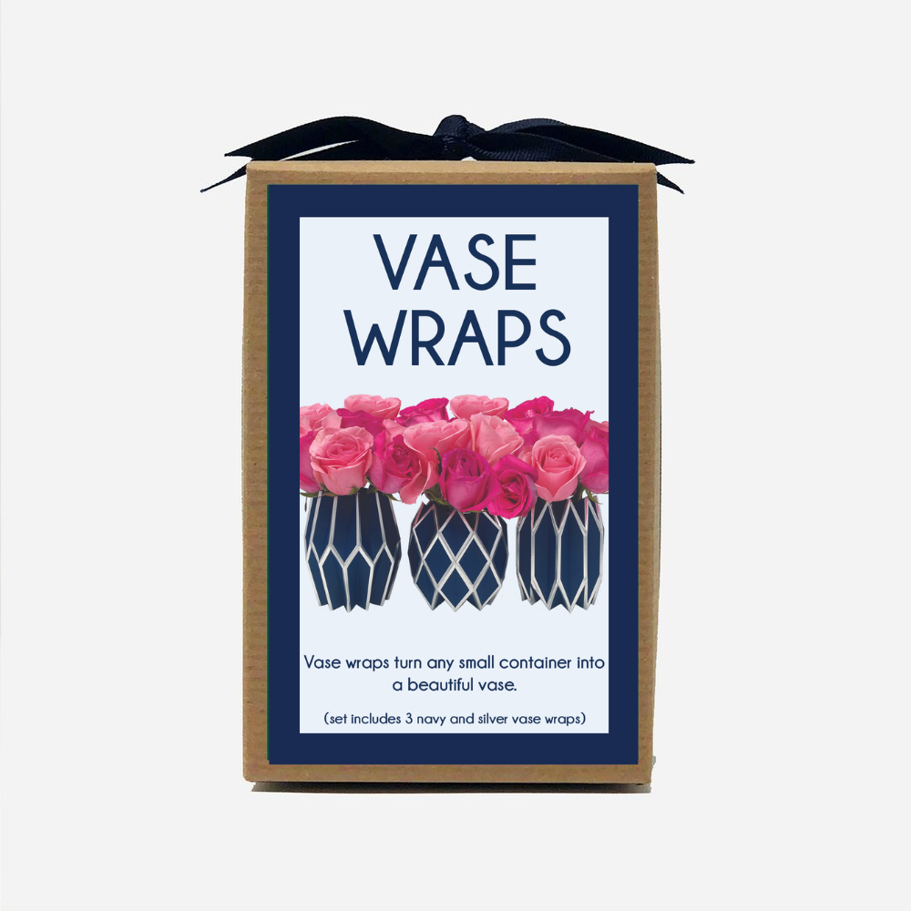 Navy Paper Vase Wraps