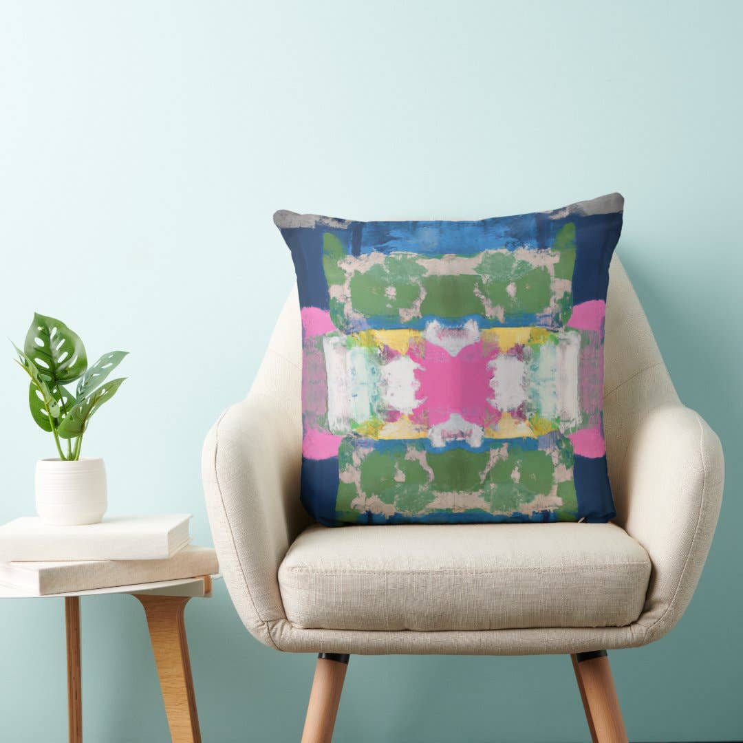Stella Blue Decorative Abstract Modern Art Throw Pillow