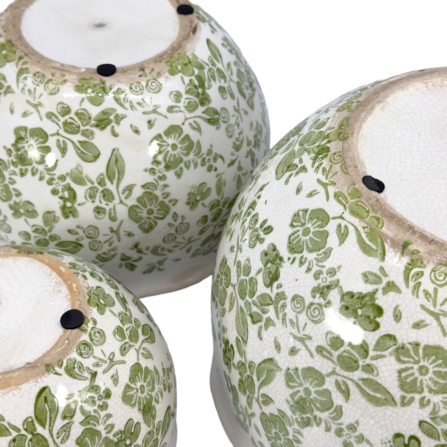 Set of 3 Rustic Vintage Ceramic Planter Pots