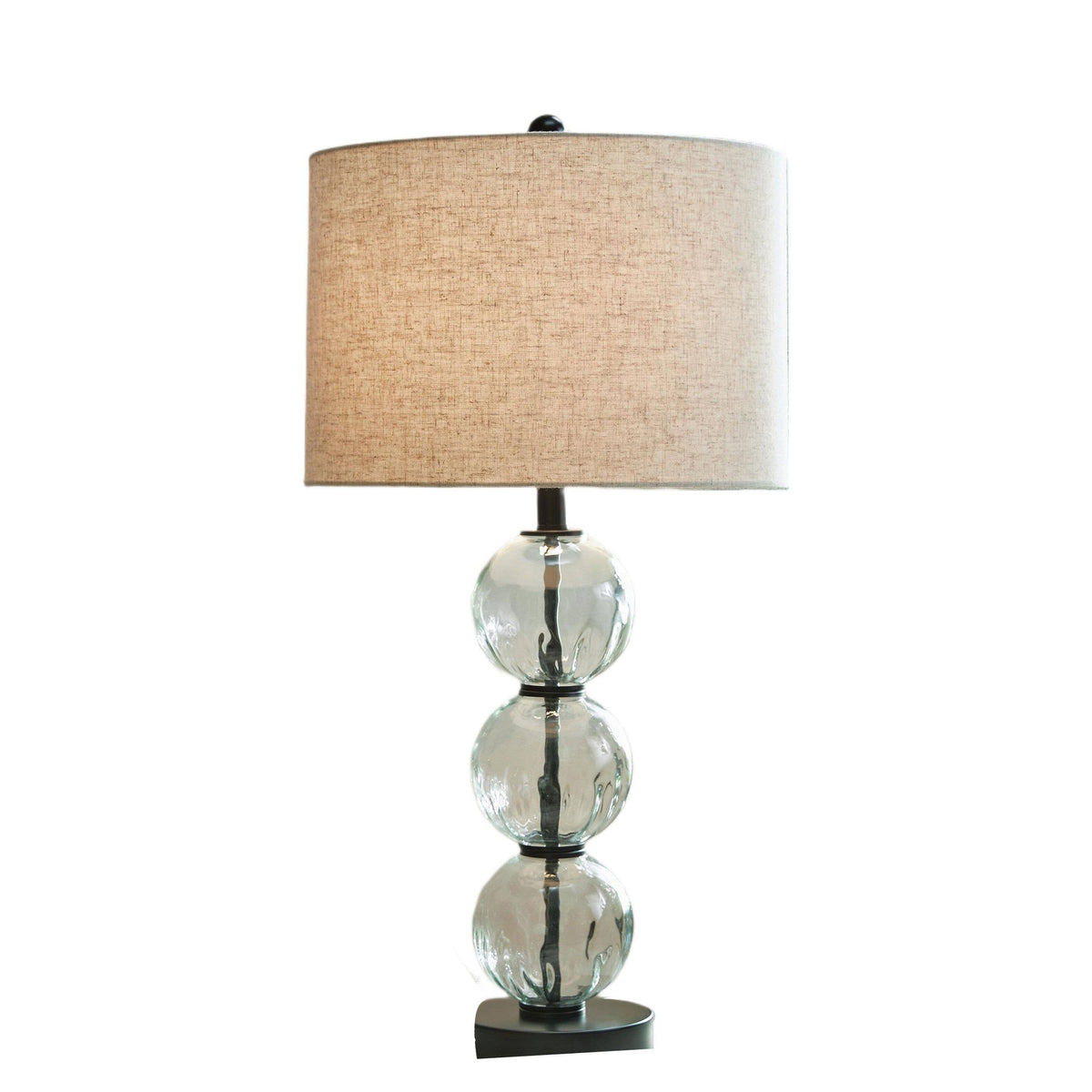 Table Lamp Set of 2, Stacked Glass Spheres, Brown Shade