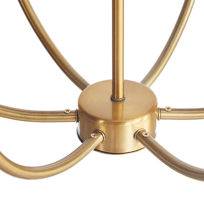 Gold Curved Arms Six-Bulb Chandelier
