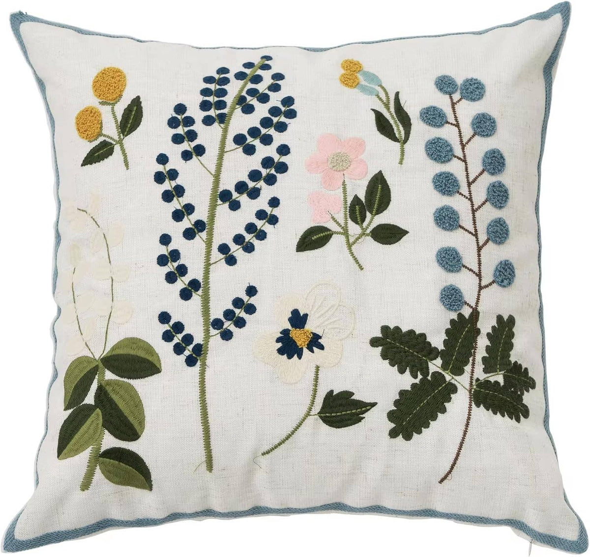 Flower Embroidery Throw Pillow