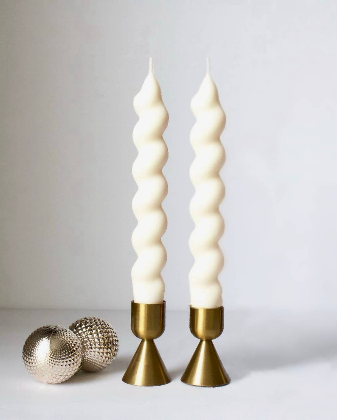 Swirl Taper Candle Set, 2pc Twisted Candlesticks, Home Decor