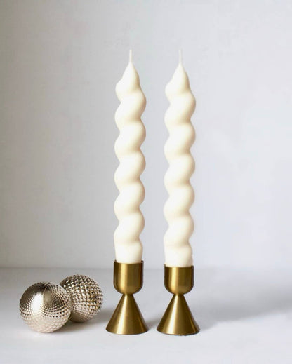 Swirl Taper Candle Set, 2pc Twisted Candlesticks, Home Decor
