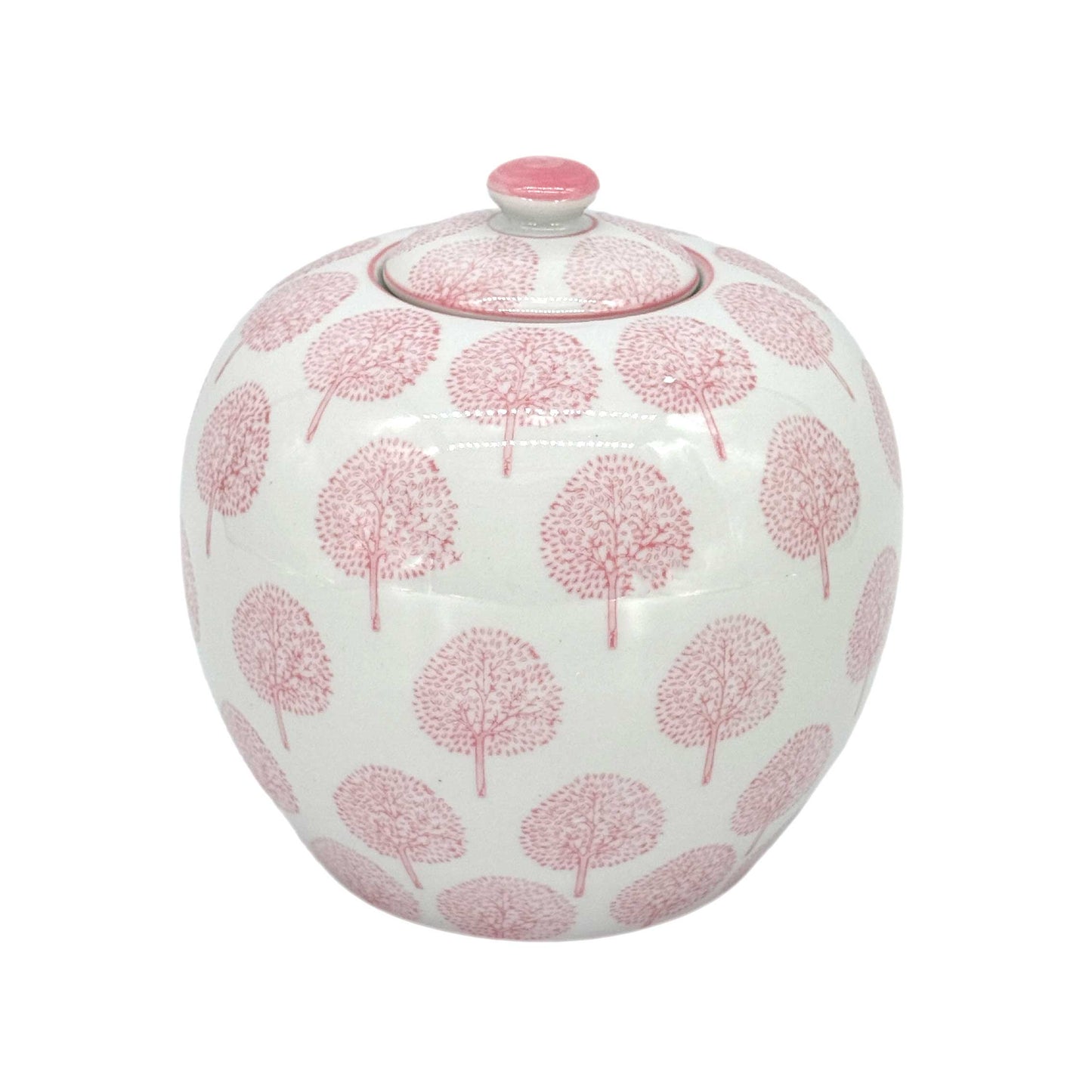 Pink & White Floral Chinoiserie Ginger Jar