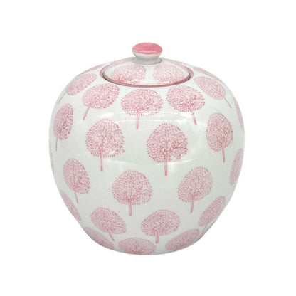 Pink & White Floral Chinoiserie Ginger Jar