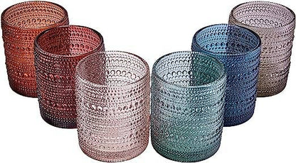 Hobnail Colored Beaded Tumbler Drinking Glasses Set of 6