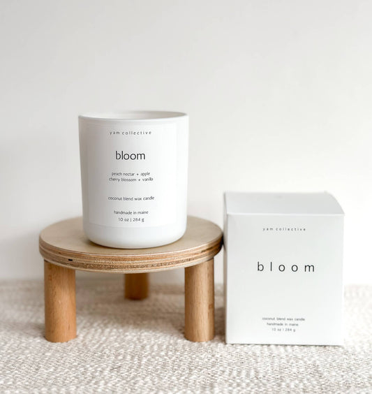 Bloom - 10 oz Peach + Cherry Blossom Matte White Candle