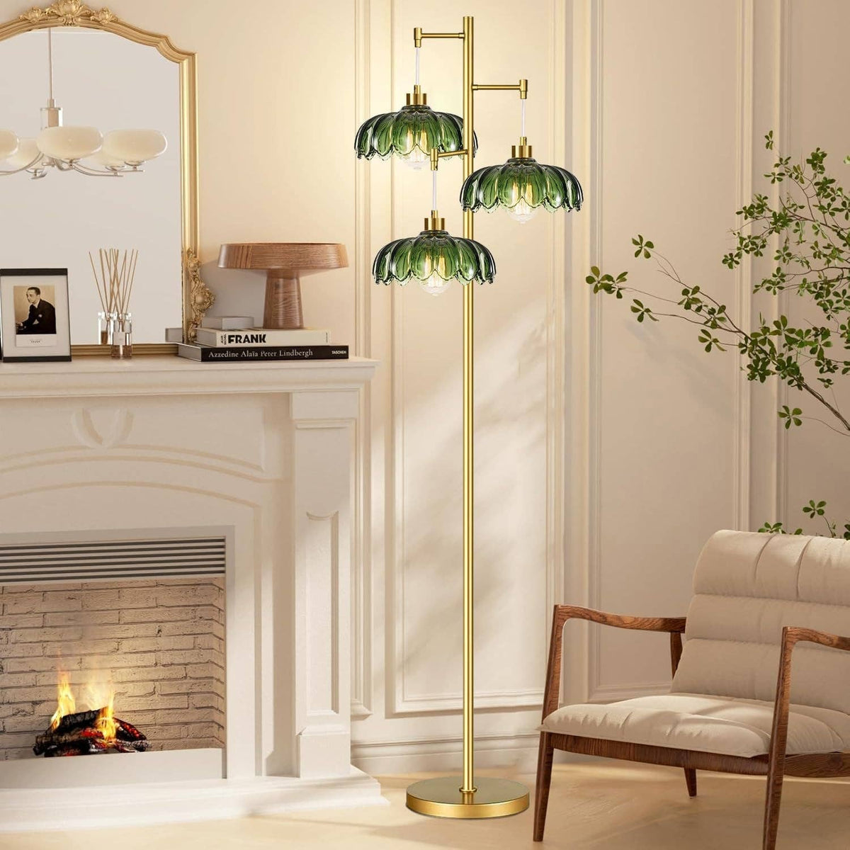 Floor Lamp - gold and green