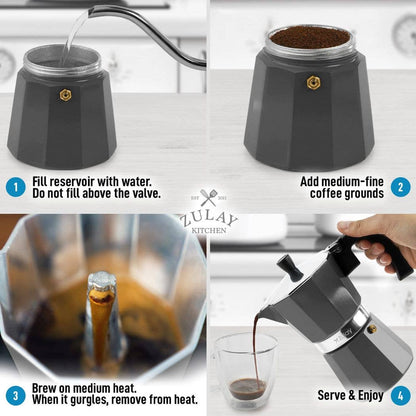 Stovetop Espresso Moka Pot - Italian Coffee Maker