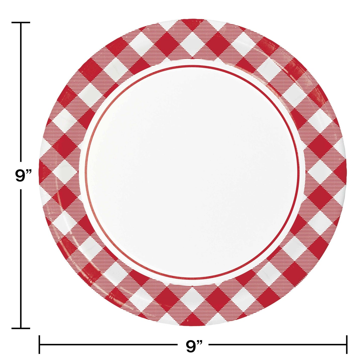 Classic Gingham Paper Dinner Plate, 8/Pkg