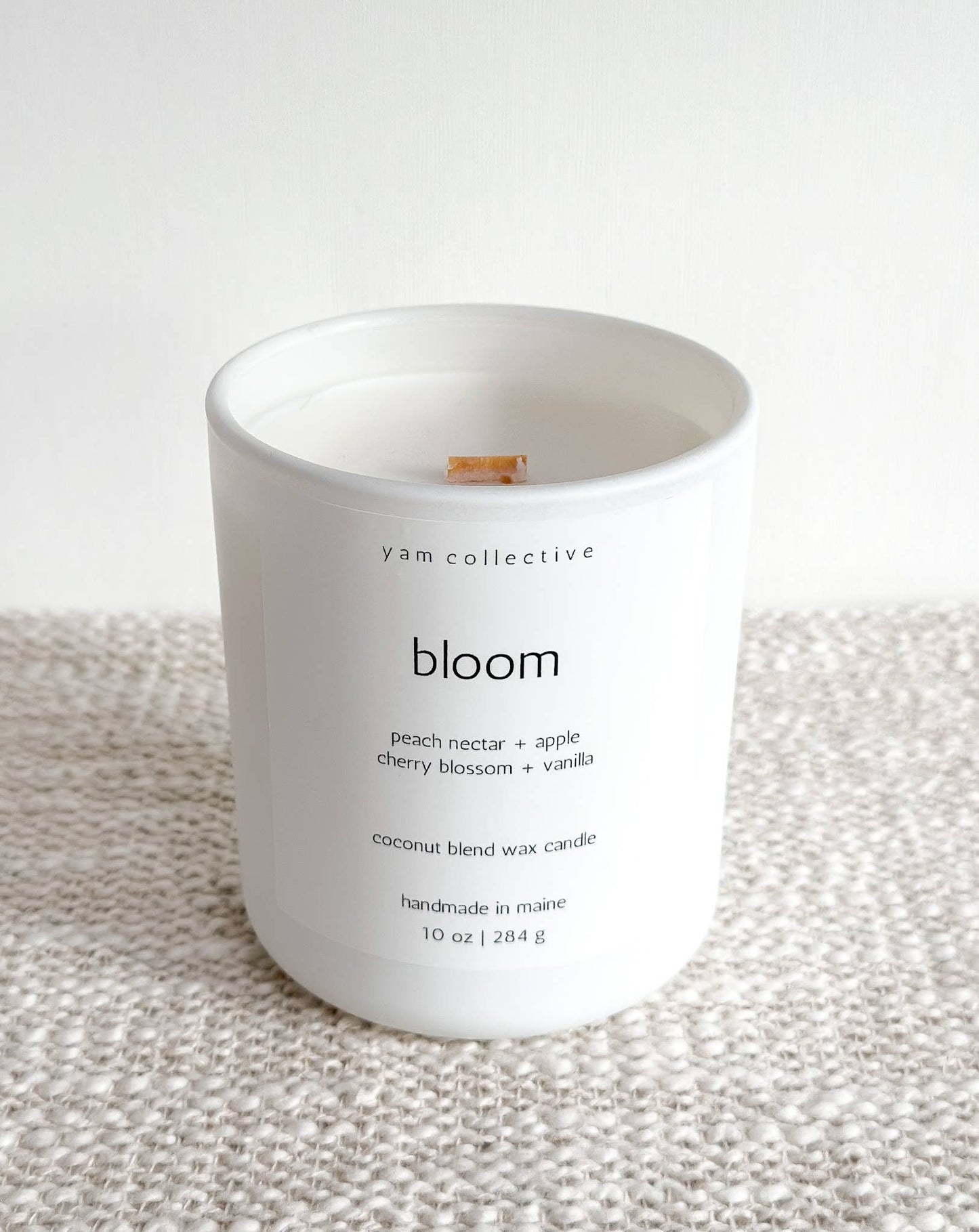 Bloom - 10 oz Peach + Cherry Blossom Matte White Candle