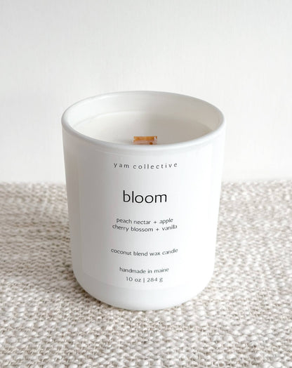 Bloom - 10 oz Peach + Cherry Blossom Matte White Candle
