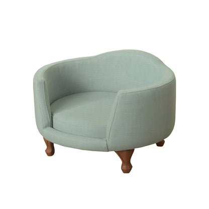 Curved Design Wooden Pet Love Seat With Fabric Upholstery