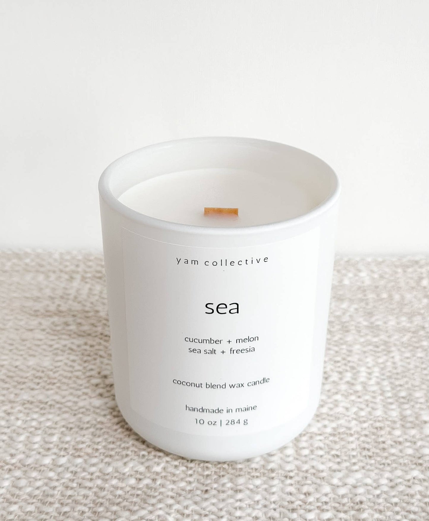 Sea - 10 oz Sea Salt + Freesia Matte White Glass Candle