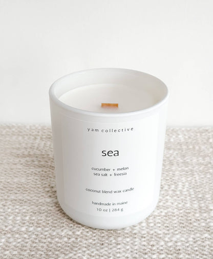Sea - 10 oz Sea Salt + Freesia Matte White Glass Candle