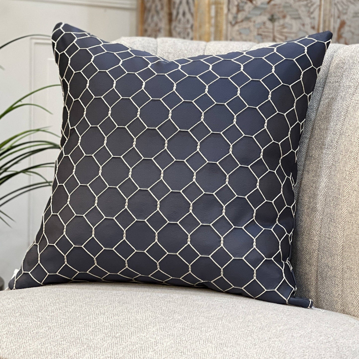 Decorative Pillow - 20" x 20" Juno Cobalt 100% Polyester Highgrove