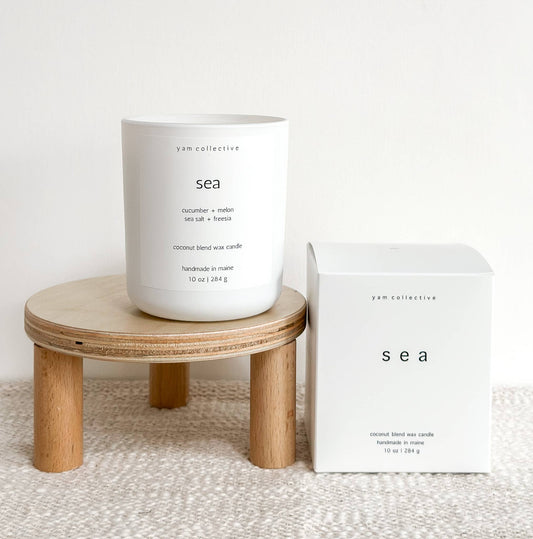 Sea - 10 oz Sea Salt + Freesia Matte White Glass Candle