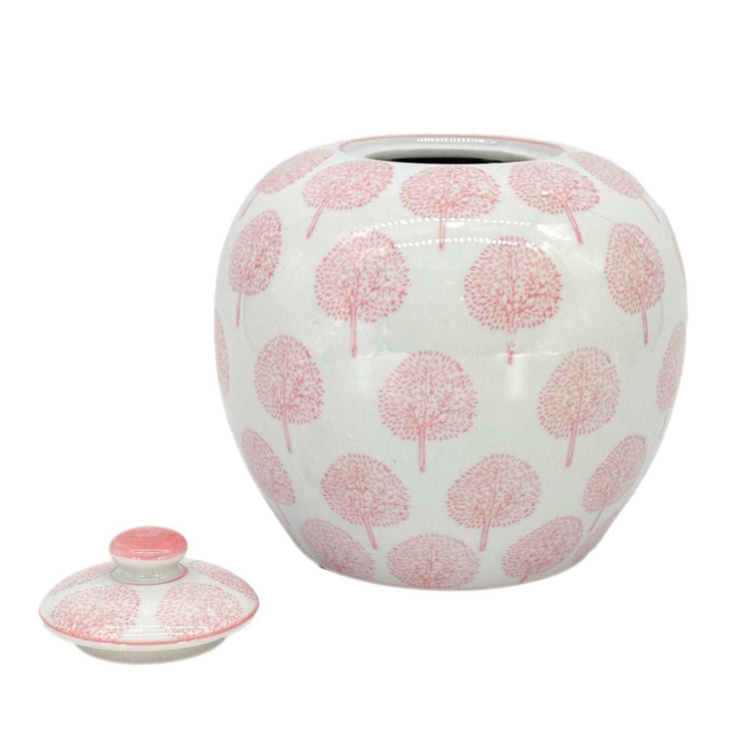 Pink & White Floral Chinoiserie Ginger Jar