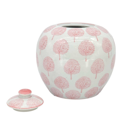 Pink & White Floral Chinoiserie Ginger Jar
