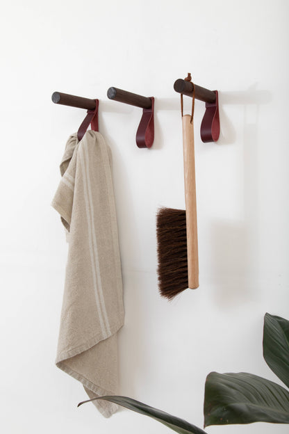 Leather & Wood Wall Hook Loops