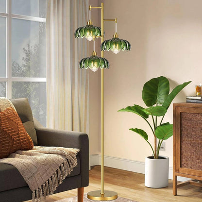 Floor Lamp - gold and green