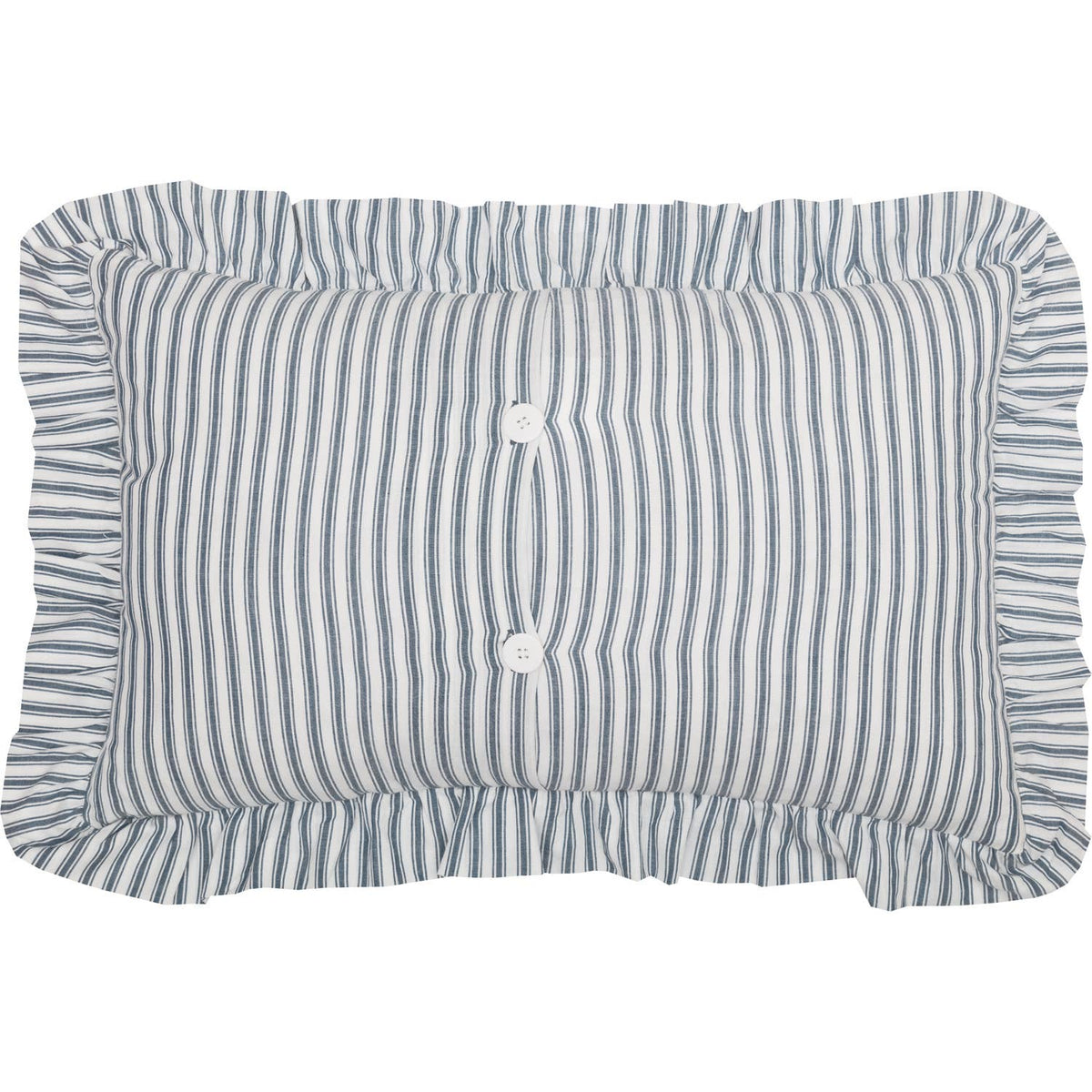 Striped Blue Ruffled Throw Pillow