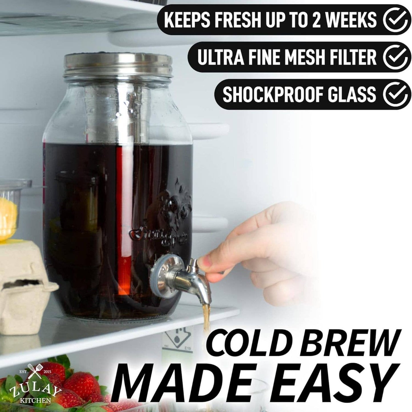 Cold Brew Coffee Maker - 1.5 Liter, Shatter-resistant Glass