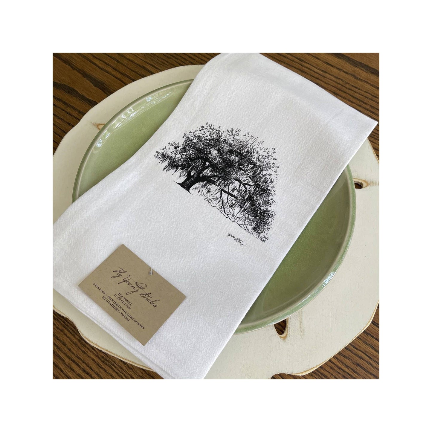 Ophelia Oak Tree Cotton Flour Sack Kitchen Towel