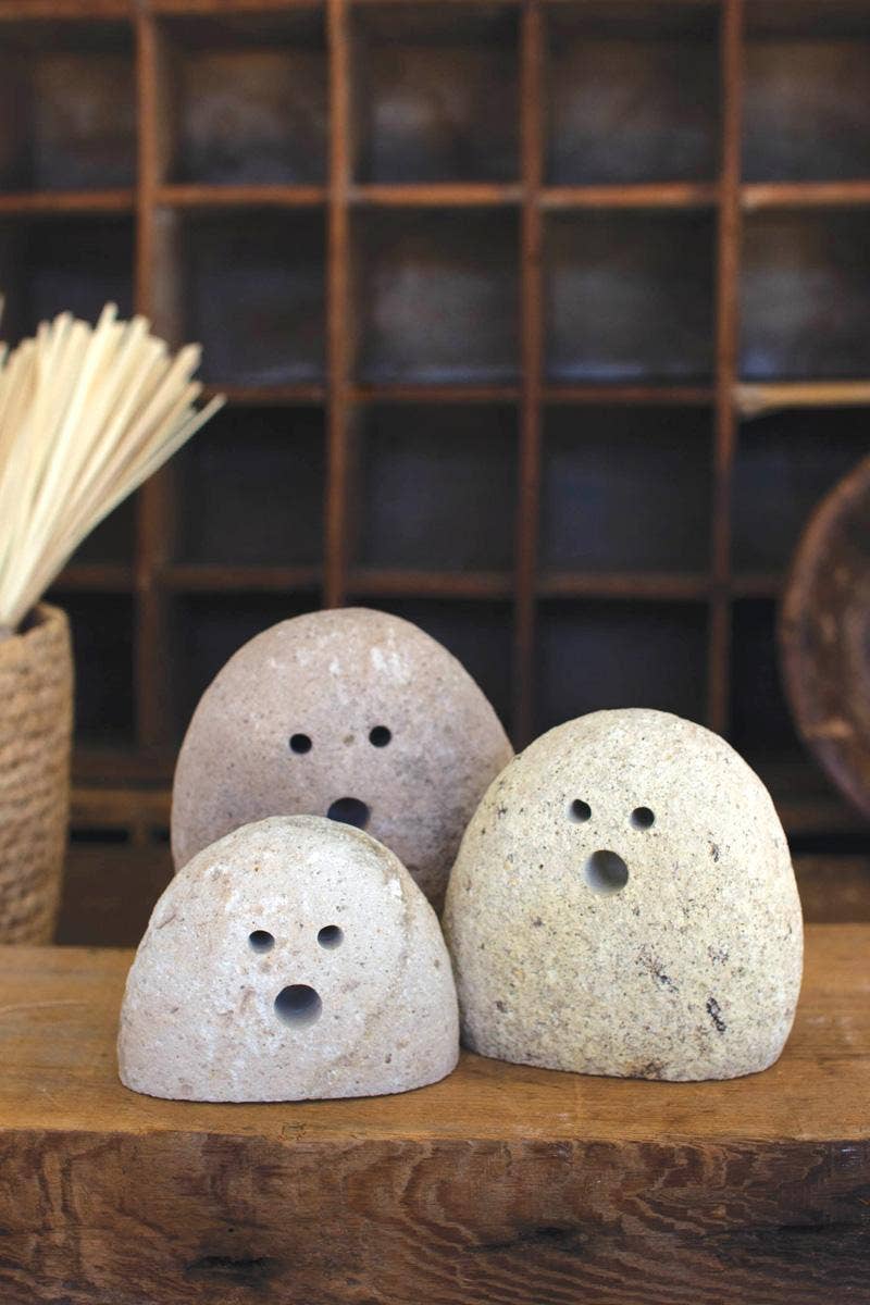TABLETOP RIVER ROCK GHOSTS- set of 3