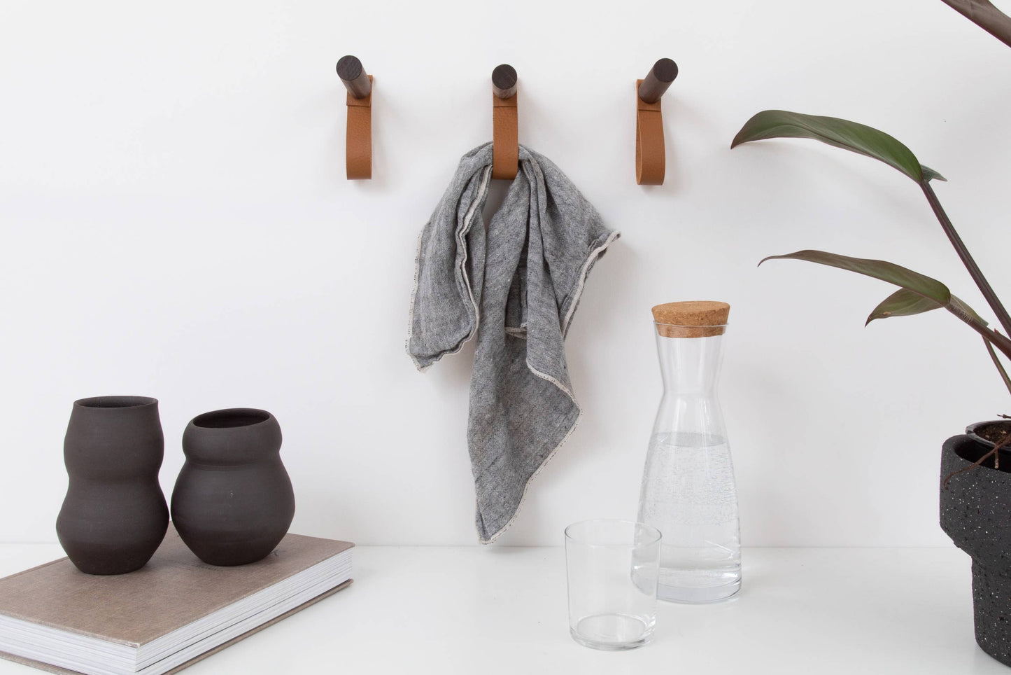 Leather & Wood Wall Hook Loops