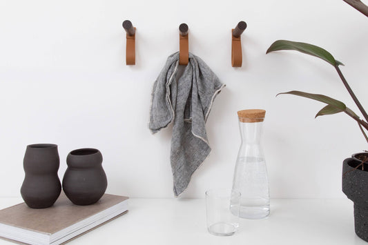 Leather & Wood Wall Hook Loops