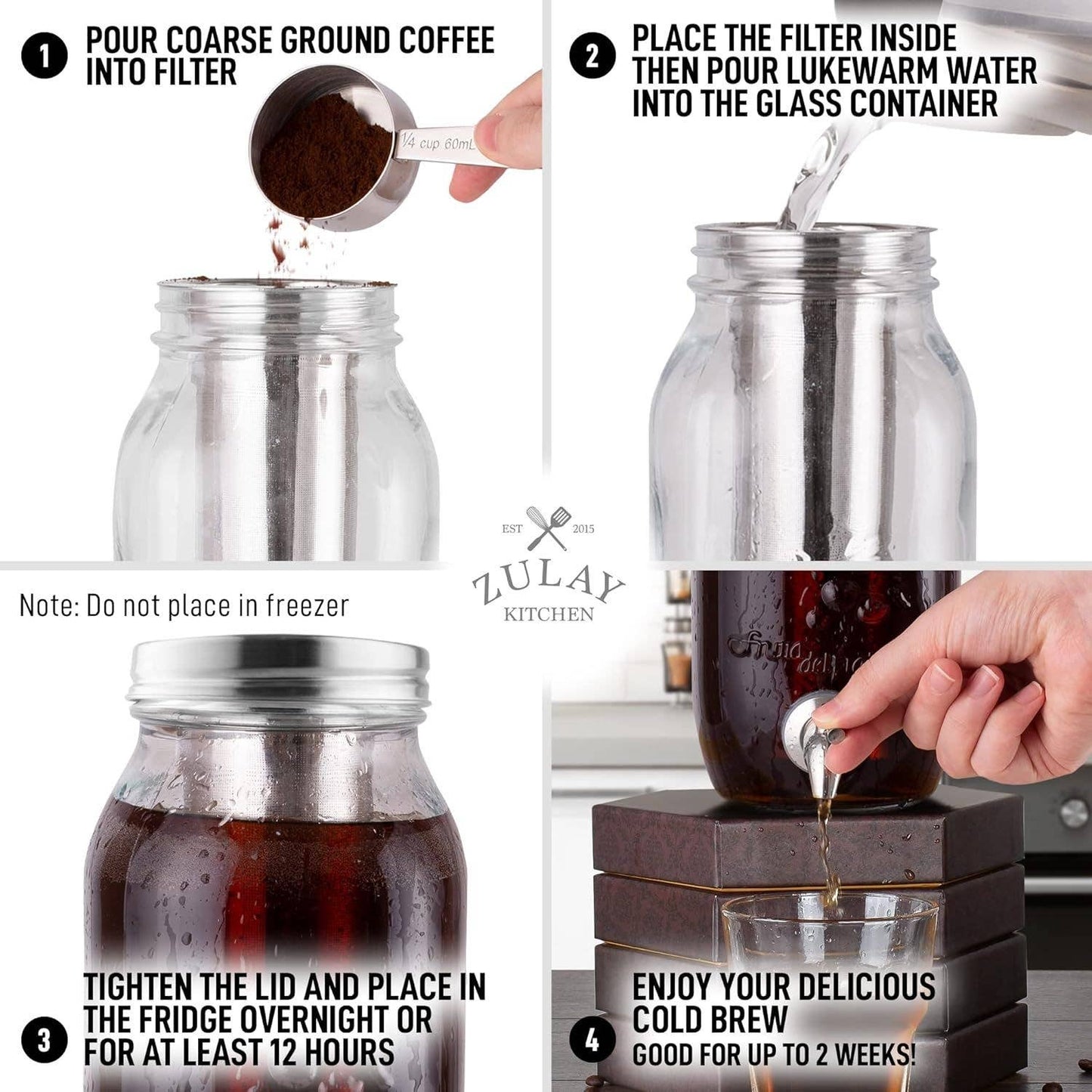 Cold Brew Coffee Maker - 1.5 Liter, Shatter-resistant Glass