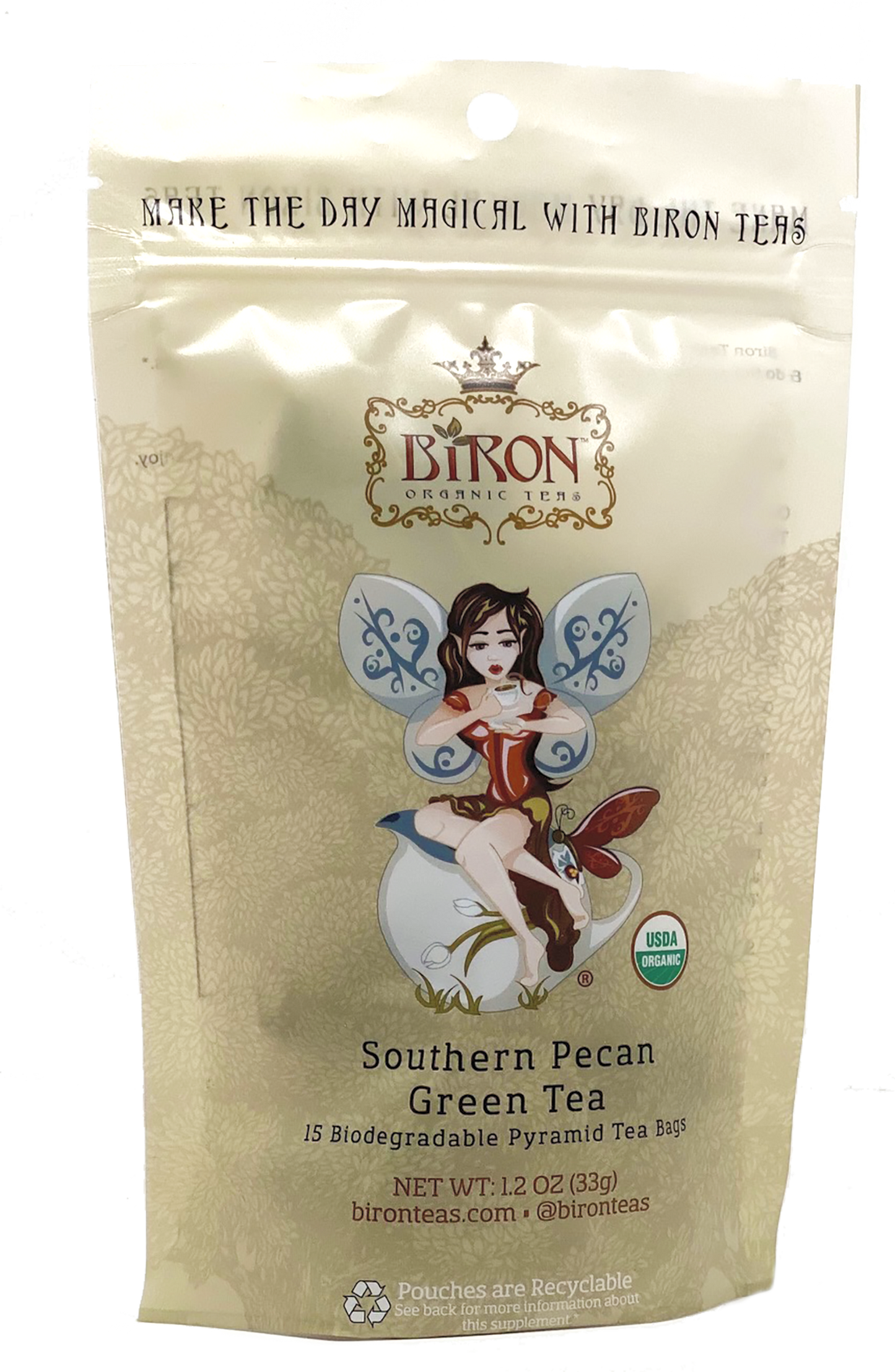 Southern Pecan Green Tea - 15 ct  Pyramid Bags in Pouches