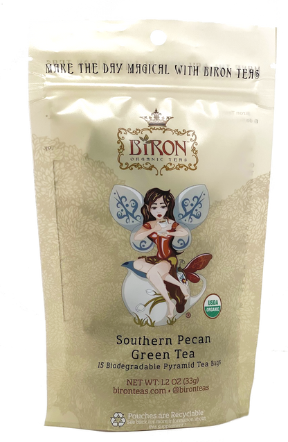 Southern Pecan Green Tea - 15 ct  Pyramid Bags in Pouches