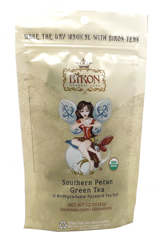 Southern Pecan Green Tea - 15 ct  Pyramid Bags in Pouches