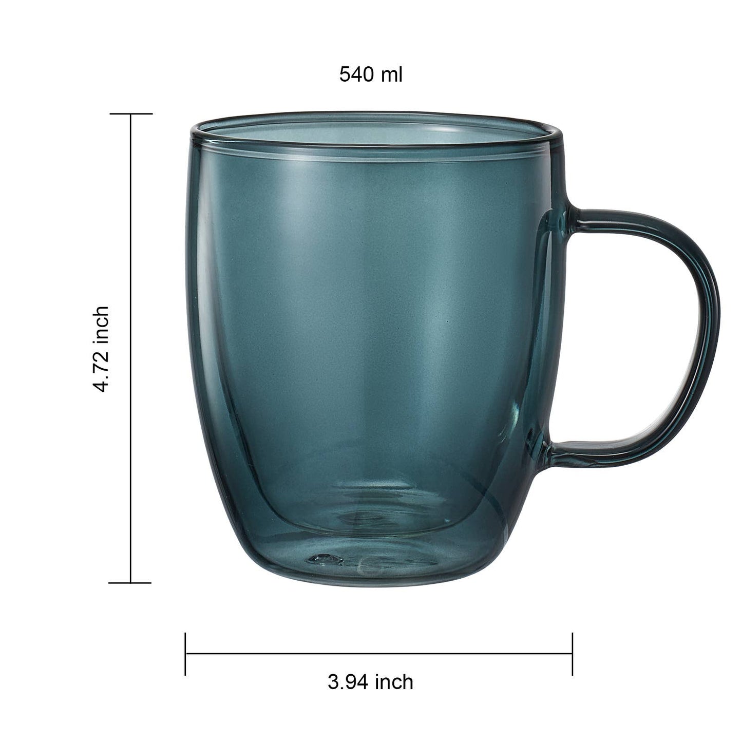 Double Wall Insulated Colored Glass Mugs - Set of 6, 18 OZ