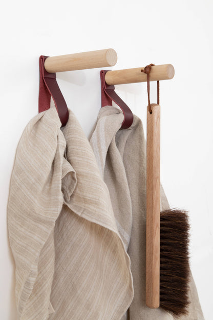 Leather & Wood Wall Hook Loops