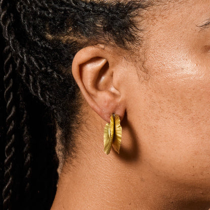Usha Brass Ruffle Post Earrings