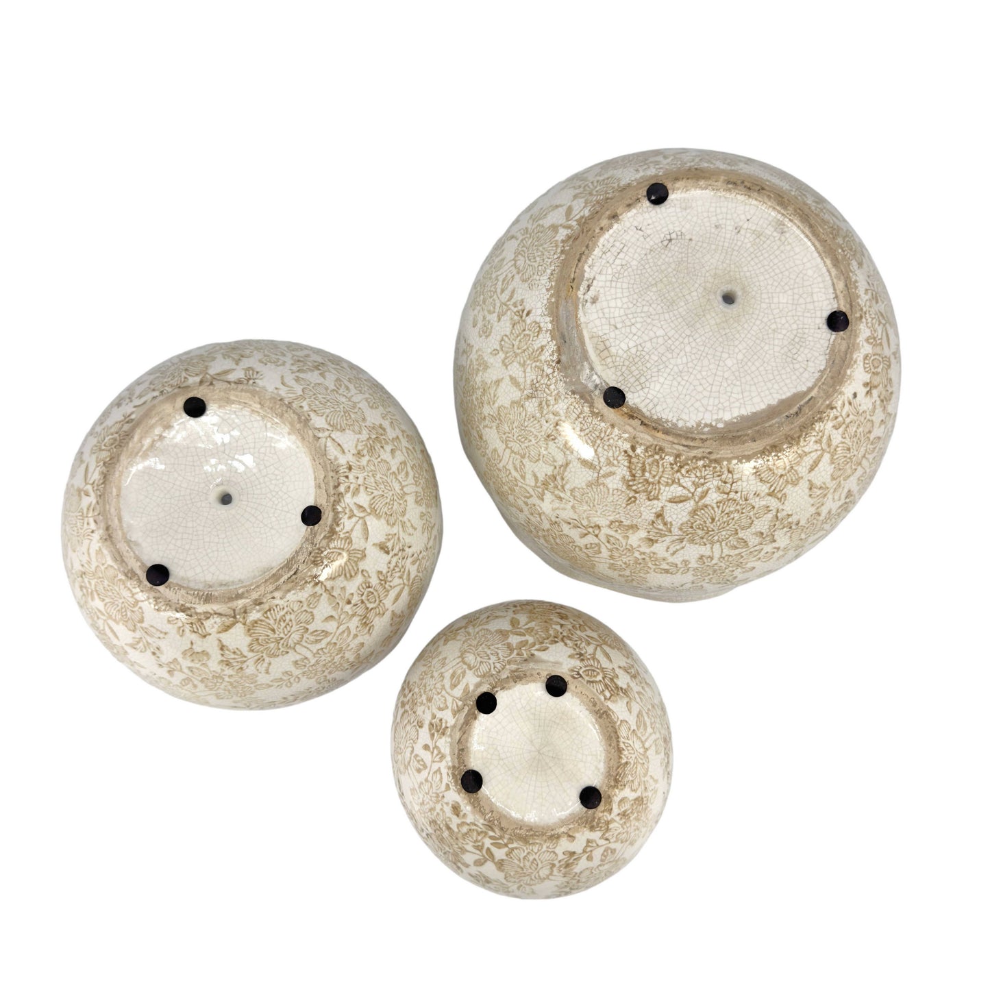Set of 3 Rustic Vintage Ceramic Planter Pots