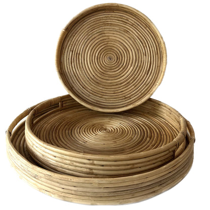Rattan Hand Woven Trays, Set of 3